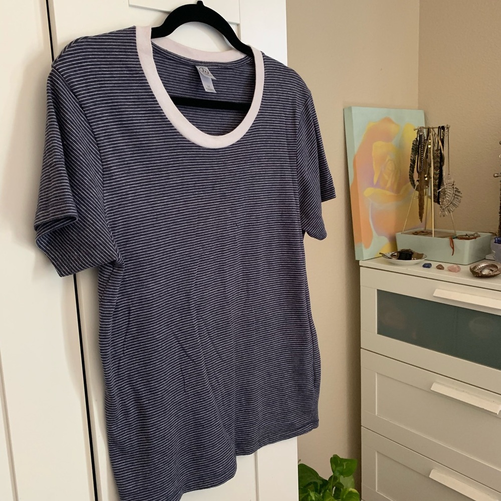 ALTERNATIVE APPAREL🦋blue+white striped ringer tee